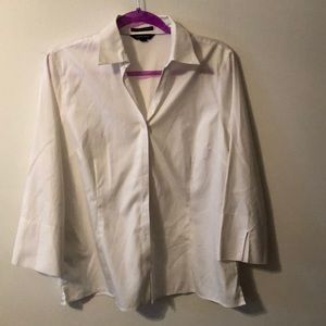 Landsend No Iron Pinpoint Oxford white blouse S 14